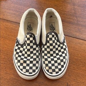 Vans Kids Checkered Slip-On Sneakers - Black and white